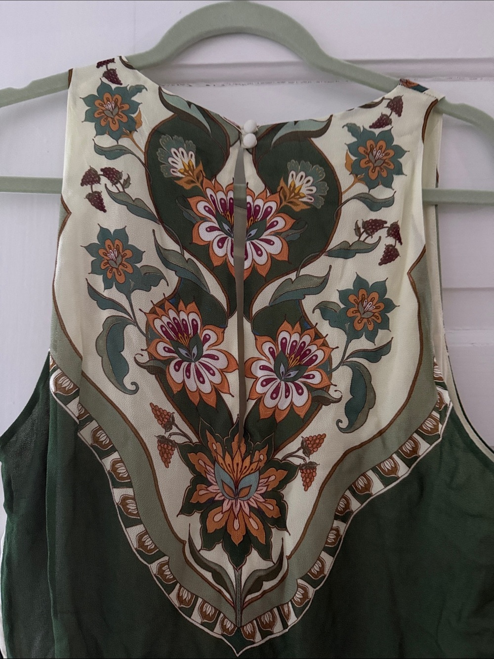 FARM Rio Green Floral Paisley Maxi Dress with Cream Accents - Picture 6 of 8